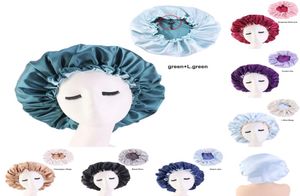 Baignoire à bord à bords larges Bonnets de cheveux de couleur ordinaire Silk Round Boucle réglable Chapeaux ajustés en satin Enveloppe de salle de bain Produits de salle de bain Femmes 62460110