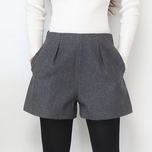 Short d'hiver à jambe large pour femmes Bottes en laine Shorts Couleurs de bonbons Zip Up Pantalon court ample avec poches Femme Casual Wear Y190429