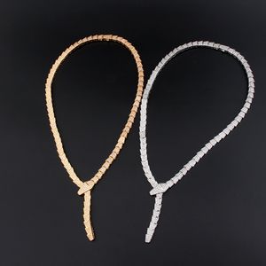 Gargantilla ancha de plata y oro rosa Colgantes Collares largos para mujer Conjunto de moda Serpiente Joyería de diseño de lujo Fiesta Madre Navidad Regalos de boda Niñas Amantes del banquete