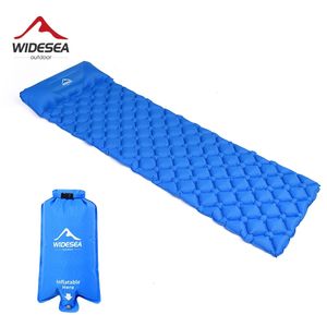 Widesea Camping Sleeping Pad Inflatable Air Mattresses Outdoor Mat Furniture Bed Ultralight Cushion Pillow Hiking Trekking 220104