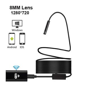 Cámara endoscópica WIFI HD 720P 8mm lente inspección inalámbrica Cable suave boroscopio impermeable para Android IOS teléfono Mac endoscopio 1M 3M 5M