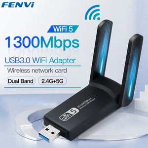 WiFi Finders 1300Mbps USB30 adaptateur double bande 24G 5Ghz sans fil Dongle antenne USB Ethernet carte réseau récepteur pour PC 231018