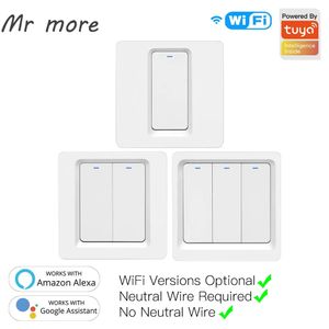 WiFi Push Button Switch No Neutral Required 2MQTT Setup Tuya Smart APP light Control Alexa Google 2/3 Way Socket