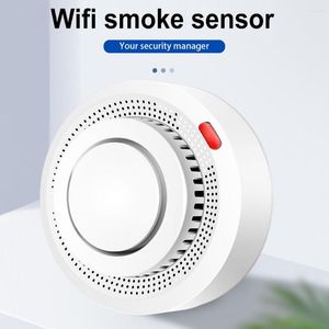 Détecteur de fumée intelligent WiFi Tuya App 70db alarme sonore et lumineuse surveillance en temps réel montage au plafond pour la sécurité de la cuisine à domicile