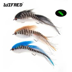 WIFREO Grizzly Saddle Hackle Streamer Fly Articulado Pescado Spine Artificial Agua salada Gran juego Pesca Baitfish Señuelo Cebo 240313