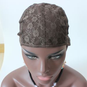 Bonnet de perruque juif, couleur marron S/M/L, pour la fabrication de perruques, bonnet de tissage en dentelle extensible, bretelles réglables, 3 pièces