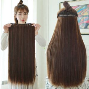 Perruque longs cheveux raides One Piece Five Clip Hairpin High Temperature Silk Shek Breathable Cairpice Wig Girl