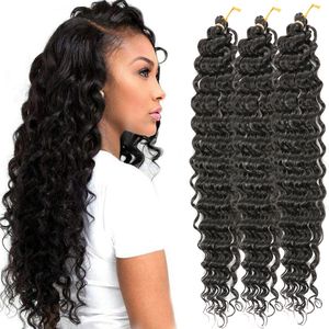 Africa Dreadlocks Extensiones de cabello sintético Peluca Crochet Pelo rizado Onda profunda Ondulado