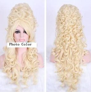 Perruques 100% flambant neuf de haute qualité photo de mode perruques en dentelle Halloween Marie Antoinette 80 cm de long Beige Anime Cosplay perruque de cheveux de fête