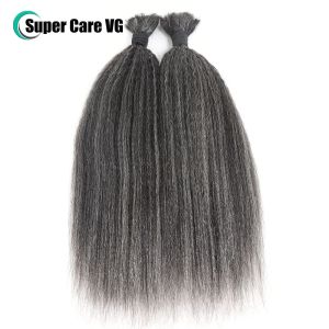 Perruques 100g 1pc Afro Kinky Straight Locks Human Hair Hair Extensions for Braiding Grey Raw Brazilian Hair Bulk Remy Crochet Braids pas de trame