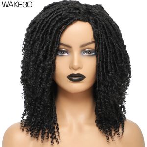 Perruques 12 pouces Faux Locs Crochet Hair Wigs With Curly End Dreadlocks Twist Hair Wigs 1B 27 30 Bug 4 Colors Wig Synthetic Wig Quality