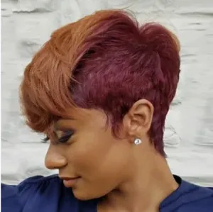 Perruques BeiSDWig – perruque synthétique rouge vin et marron, perruque courte Pixie pour femmes noires/blanches, coupe de cheveux naturelle avec frange, cheveux de Cosplay