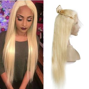 Pelucas Brasileñas Miel Rubia Pelucas llenas del cordón del cabello humano con el pelo del bebé Color barato 613 # Pelucas delanteras del cordón rubio recto para las mujeres negras