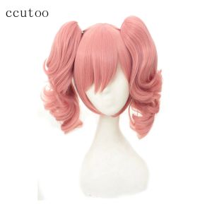 Perruques ccutoo Inu X Boku SS Roromiya Karuta 35 cm rose court bouclé synthétique Cosplay Costume perruque puce queue de cheval amovible