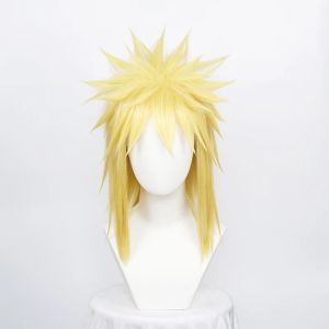 Pelucas ccutoo sintéticas pelucas doradas namikaze minato corto esponjoso en capas de cosplay pelucas anime halloween juego de cabello + peluca