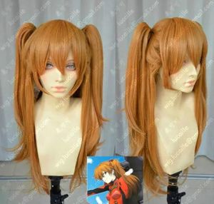 Pelucas EVA Asuka Soryu Asuka Langley Clip naranja cola de caballo Cosplay peluca de pelo envío gratis