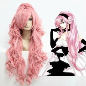 Perruques Hairjoy Synthetic Hair Vocaloid Luka Cosplay Wig Pink Red Curly Wigs with Ponytail
