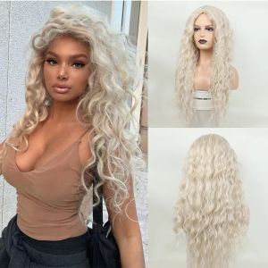 Pelucas Pelucas de pelo largo y rizado Rubio Ceniza Platino Ondulado Natural Peluca esponjosa sintética púrpura Rosa jengibre Ombre pelucas de Cosplay para mujeres