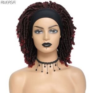 Perruques courtes perruques de bande ombre perruques synthétiques pour femmes noires fausses locs afro africain coiffure tressée perruques crochet twist fibre hair