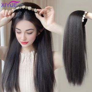 Perruques xiyue Wig Women's Hair Band One Piece Ushaped Half Head Cover Temperament Long Right Hair Sabre