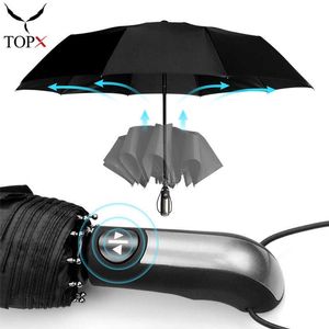 Ombrello completamente automatico resistente al vento Rain Women For Men 3Folding Gift Parasol Luxury Large Travel Business Car 10K 210626
