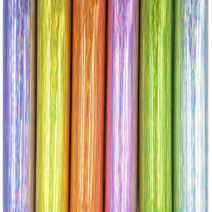 Autocollants de fenêtre 12 pouces X 39 pouces, 6 couleurs assorties, Film adhésif holographique artisanal, décor de tasse murale en verre de noël pour camée découpé