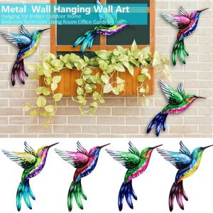 Autocollants de fenêtre 1PC Hummingbird Big 22 17 Metal Bird Wall Art Sculpture Ornement de suspension extérieure pour la décoration de la maison du jardin