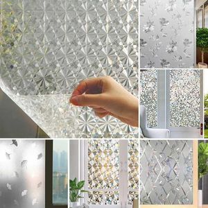 Pegatinas de ventana 1 rollo 3D película de vidrio decorativa Anti UV baño pegatina protectora de privacidad manchada autoadhesiva decoración del hogar ventana