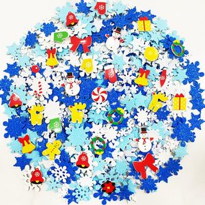 Adesivos de janela 500 pcs Glitter Espuma Colorido Floco de Neve Adesivo Artesanato de Natal ou Decoração de Festa de Inverno Crianças Quarto Decalques de Parede 231110