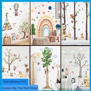 Pegatinas de ventana, Mural de pájaro y árbol grande para habitación de niños, pegatina de pared de animales de dibujos animados, decoración autoadhesiva para jardín de infantes, regalo para niños