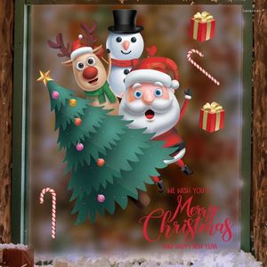 Autocollants de fenêtre double face en verre de Noël, décorez le mur avec des fenêtres autocollantes imperméables peintes pour l'année festive