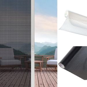 Window Stickers Perforated Mesh Film Self Adhesive Black White Dotted One Way Privacy Glass For Home Office Decor