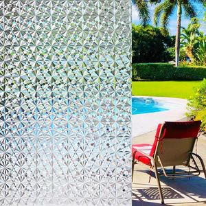 Pegatinas para ventana, película de privacidad, patrón de diamante 3D, adhesivo decorativo adhesivo estático no adhesivo, Control de calor, vidrio Anti-UV