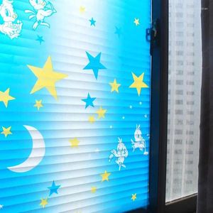 Autocollants de fenêtre tachés d'intimité film autocollant oiseau opaque blinds bleu en verre
