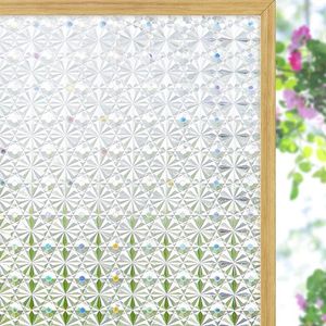 Autocollants de fenêtre UV statique s'accrochent décoratif intimité vitrail Film 3D Laser soleil diamant fleur épaississement décor 45/90