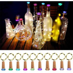 Luces de botella de vino con hadas de corcho Mini luces con pilas en forma de diamante 15LED Luces de cadena de bricolaje Paquete de 10 211104