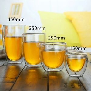 Copas de vino 1/6 piezas Taza de doble pared resistente al calor Taza de café transparente para tazas de té Juego de bebidas de agua al por mayor 230210