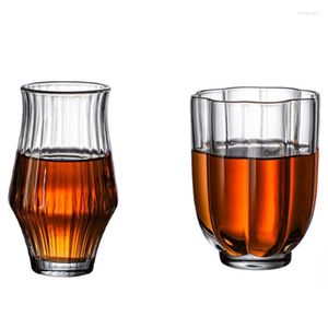 Copas de vino 150-220ml Copa de vidrio multiusos Arte Patrón de onda simple Whisky Vodka Sake Shochu Café Vasos clásicos