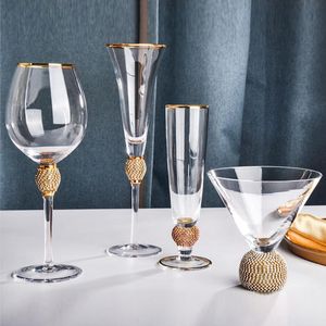 Wine Glasses 42Pcs Creative Gold Rimmed Glass Cup Red Cocktail Champagne Whiskey Drink Bar Party Goblet Wedding Supplies Gift 230818