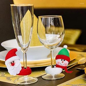 Copas de vino, 6 uds., Kit de marcadores de bebidas de Papá Noel, alce y muñeco de nieve, para copas de fiesta navideña
