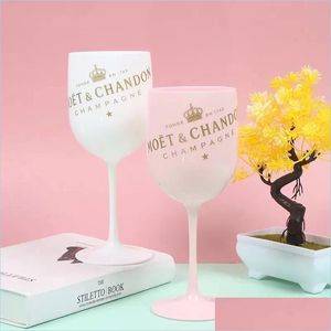 Copas de vino Capacidad 480Ml Copa de plástico Pie Blanco Champán Doble puerta Cóctel Flauta 8Cm Venta al por mayor Entrega directa 2022 Home Garden K Dhajd