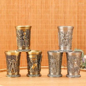 Casas de vino Copa Copper Glass Mini Mini Metal Bebida Antiguo Egipto Mito 3D RA RA Ramesses Licor de oro Vodka Tumbler