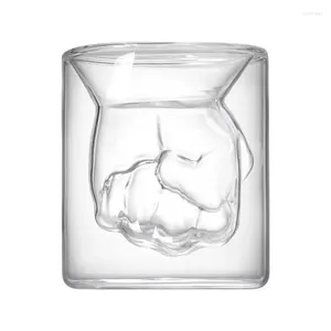 L les verres à vin Créatif Type de poing double Small Verre en verre pour whisky tequila vodka mini tasses de verrerie lait