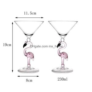 Verres à vin Creative Flamingo Coupe en verre Bordeaux Cocktail Champagn Goblet Party Bar Drinkware Cadeaux de mariage Accueil Drink Ware Drop de Dhrvs