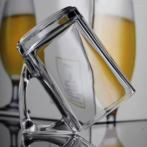 Copas de vino Taza de agua de vidrio sin plomo creativa Resistencia a altas temperaturas Café doméstico simple Cerveza Moda personalizada con asa