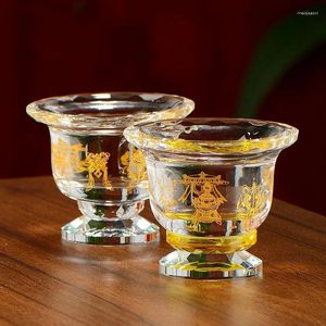 Verres à vin en cristal peint en or pour la tasse de Bouddha à l'adoration