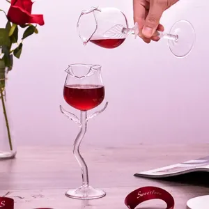 Cabezas de vino Fashion Glass Red Glass Exquisito Base estable Copa transparente Coplet de forma de rosa para bebidas para el hogar