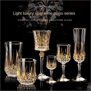 Copas de vino Francés importado de lujo CDA Whisky Glass Gold Crystal Red Cup Set de caja de regalo de gama alta 230225 Drop Delivery Dhors