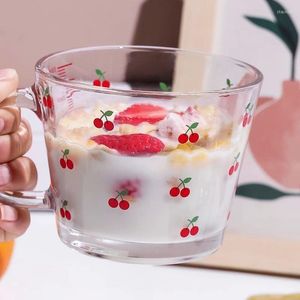 Wine Glasses Glass Coffee Tea Mug Transparent Creative Drink Dessert Breakfast Milk Cup Household Handle Heat-resistant