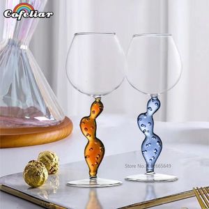 Copas de vino Italiano Ichendorf Diseño Cristal Cactus Vidrio Hecho a mano Vaso rojo Regalos de boda Cóctel de champán Copa de Burdeos Venta al por mayor 230729